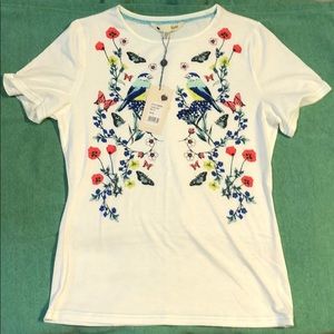 Yumi Bird & Floral S/S Tee White